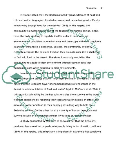 Bedouins Adaptation to the Life in the Arabian Desert