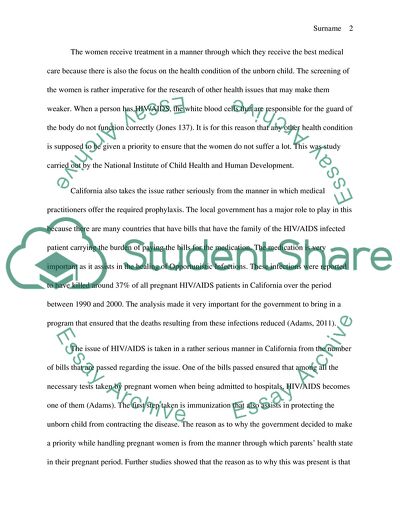 The Issue of Pregnant Women with HIV/AIDS in California