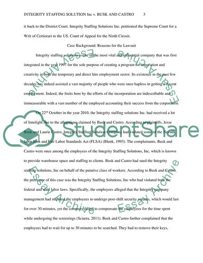 Integrity Staffing Solution: Inc Vs Busk and Castro