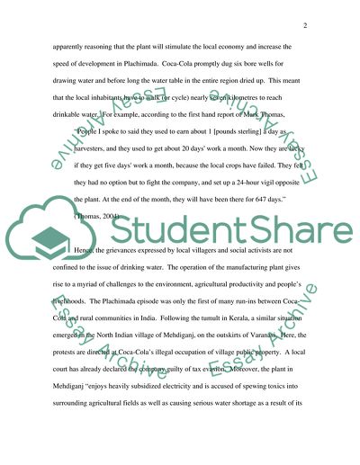 Coca-Cola and Water Shortages in Communities across India