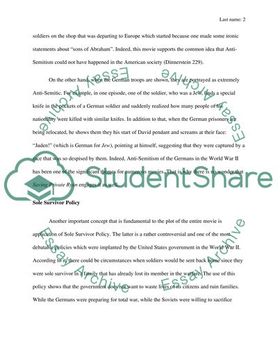 Saving Private Ryan, Anti-Semitism and Sole Survivor Policy