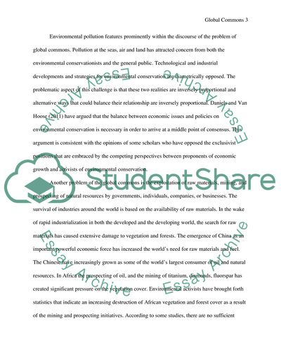 Problems and Solutions for Global Commons