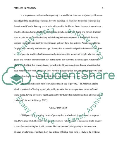 Families in Poverty in the United States and Its Effect on Children