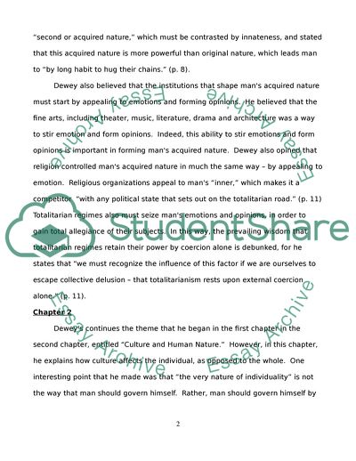 Analysis of John Deweys Freedom and Culture Book