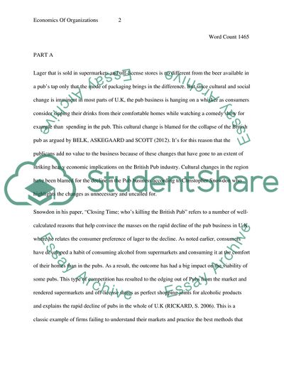 Economics of Organisations - The British Pub and Economic Implications Arising from Its Death