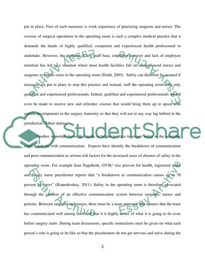 Patient safety in the operating room