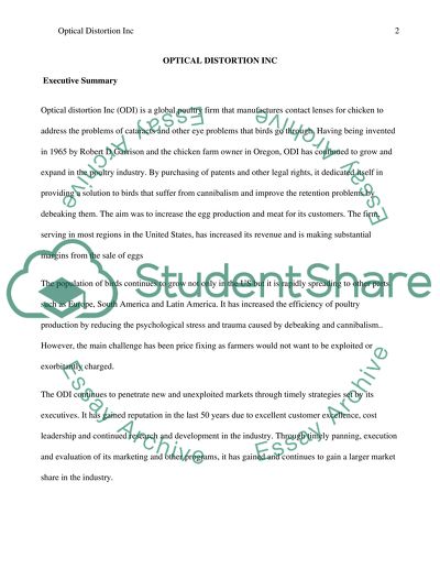 Strategy and Structure of Optical Distortion Inc to Fit the Competition