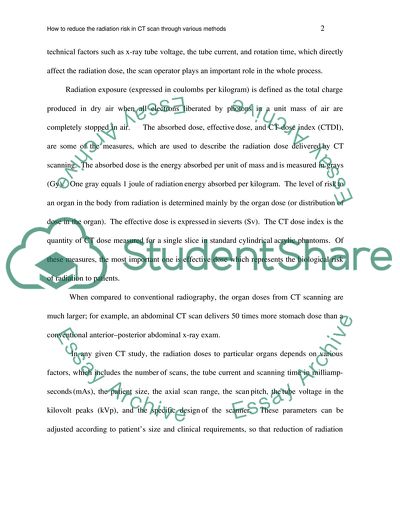 How to Reduce the Radiation Risk in CT Scan through Various Methods