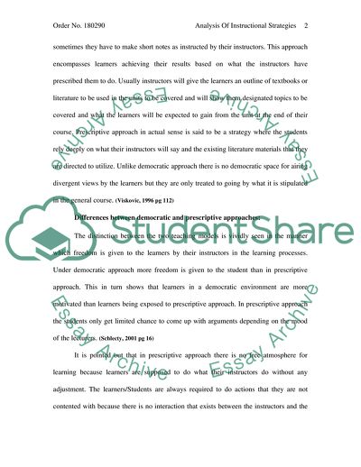 Analysis of Instructional Strategies