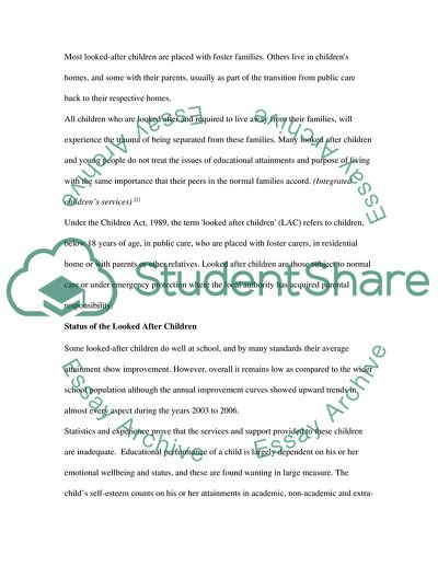 Looked after Children and Educational Attainment