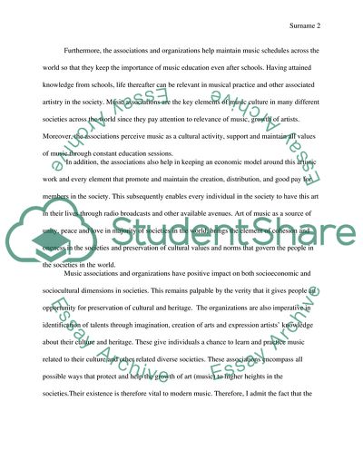 The Role of Music Associations in the Maintenance and Development of Music