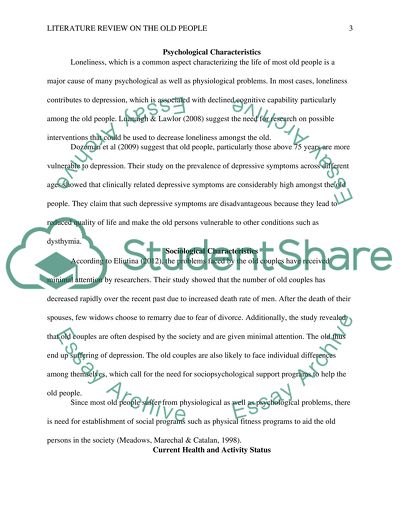 Literature Review on the Old People