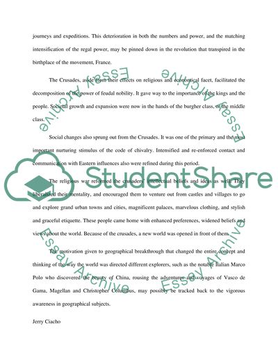 The Crusades Role in History during the Middle Ages