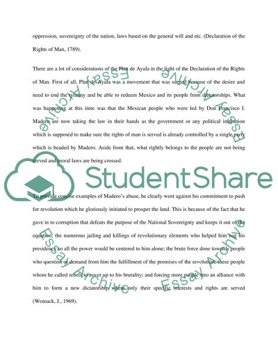 Consider the Plan of Ayala in light of the Declaration of the Rights of Man