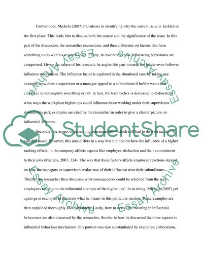 Michelas Research in Employee Reactions Critique