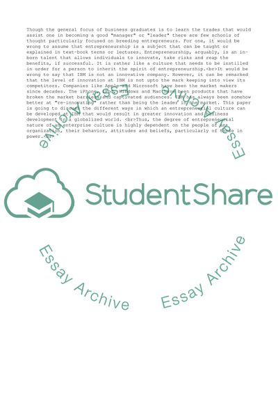 Entrepreneurship Case Study: IBM