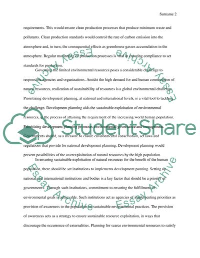 The Exploitation of Natural Resources for the Benefit of the Human Population