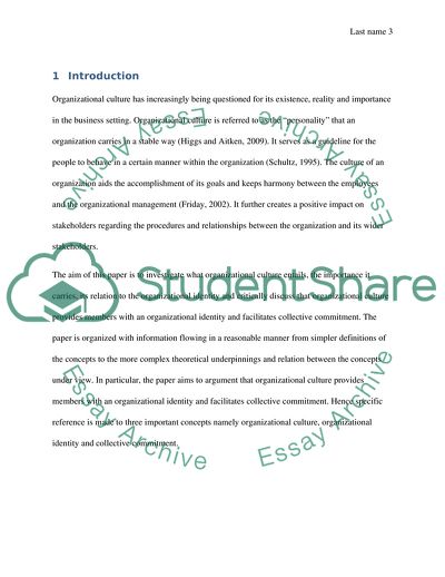 Organizational Culture, Identity and Commitment