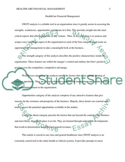 Health Care Financial Management