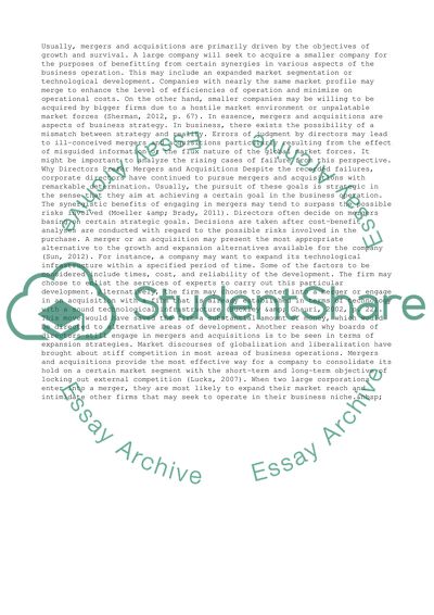 Mergers And Acquisitions