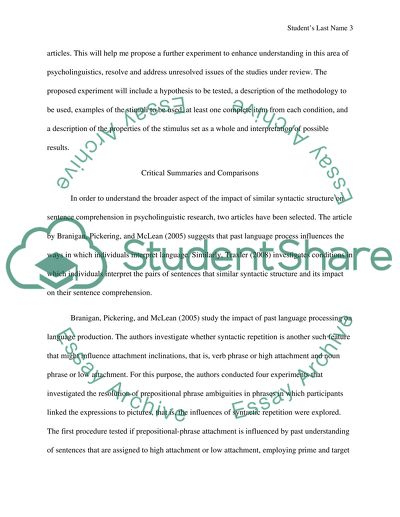 Sentence Comprehension in Similar Syntactic Structure