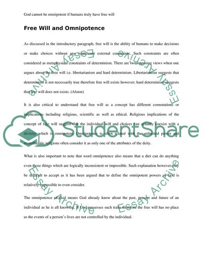 Free Will as a Humans Ability