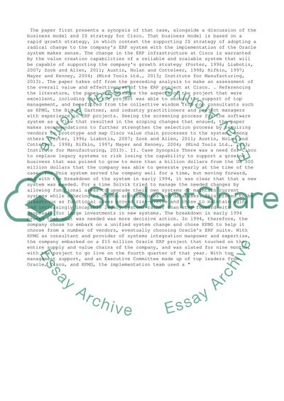 Harvard Business Case. Cisco Systems,Inc.: Implementing ERP