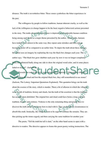 Theme of Truth in The Lottery and Tell All the Truth but Tell it Slant