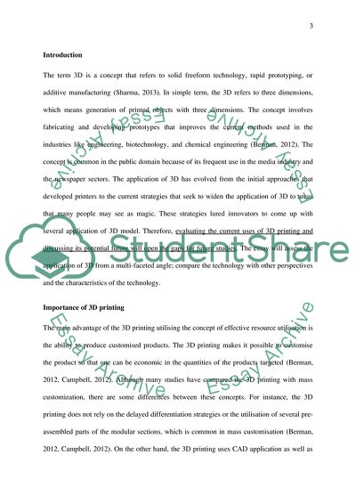 benefits of 3d printing essay