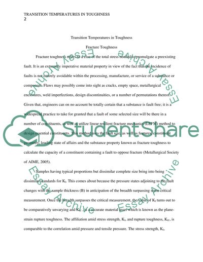 Transition temperatures in toughness