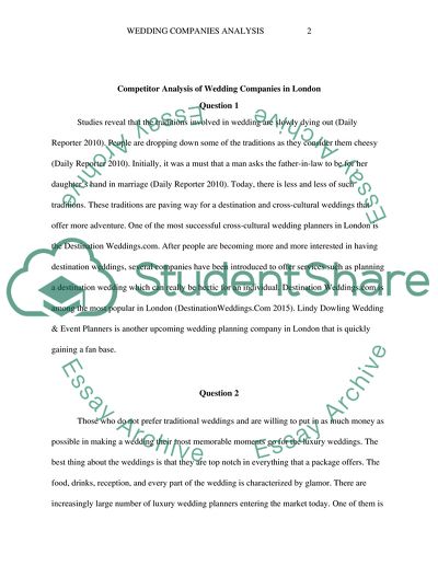 Competitor analysis of wedding companies in London