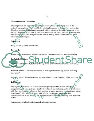 Consumer Perceptions of Mobile Phone Marketing A Critical Analysis