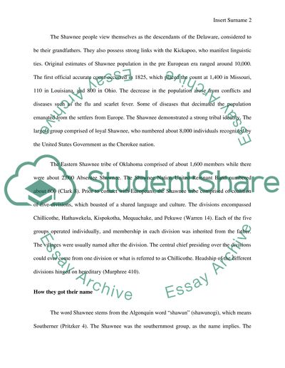 The Culture and History of the Shawnee Indians