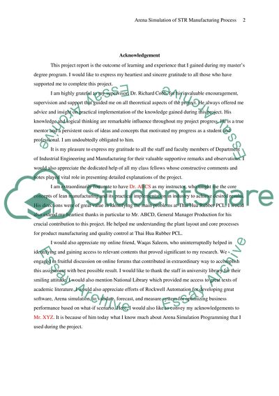 Arena Simulation of STR Manufacturing Process