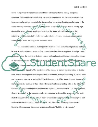 Finance Class paper on Asset Bubbles