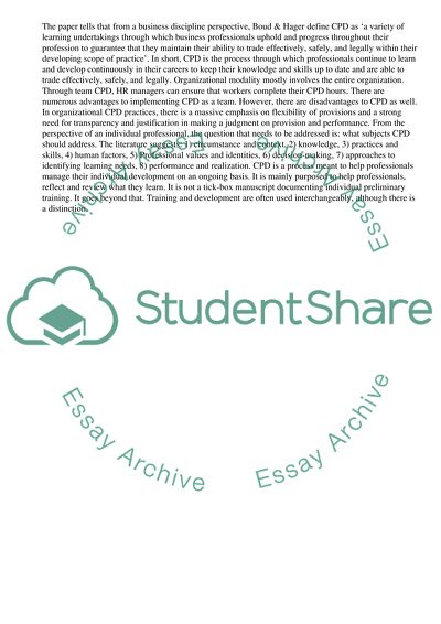 What is CPD and how is this relevant to the PG student