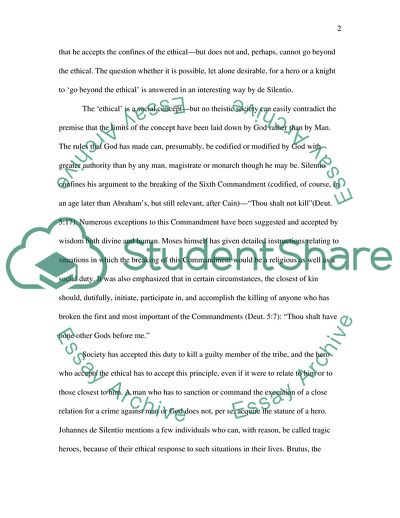 Abraham versus Agamemnon: The Knight of Faith versus the Tragic Hero