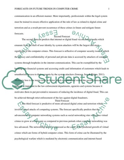 Forecasts on Future Trends in Computer Crime