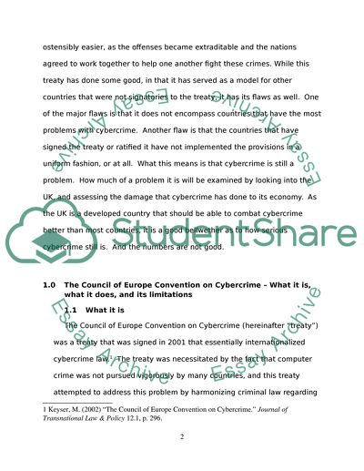 The Council of Europe Convention on Cybercrime