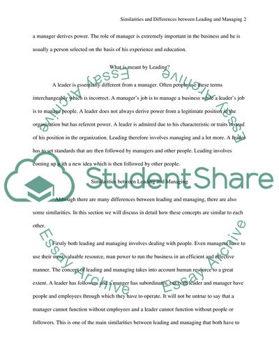 Similarities and Differences between Leading and Managing