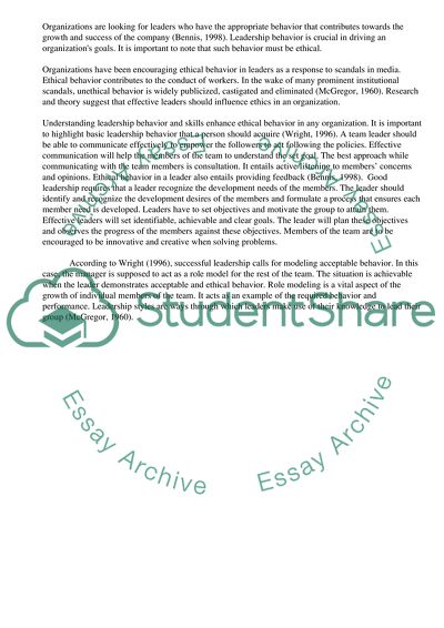 The Role of Behavior in Successful Leadership