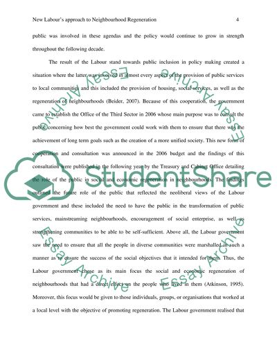 New Labours Approach to Neighbourhood Regeneration