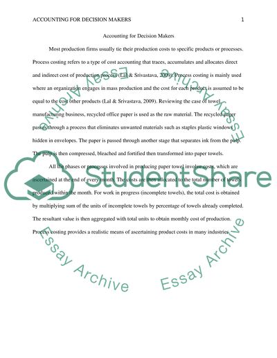 Accounting for Decision Makers -Discussion Question