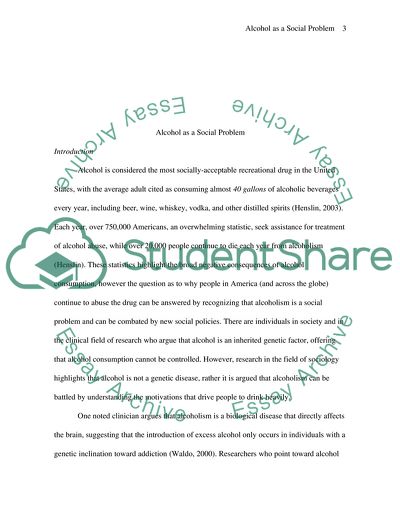 Alcohol as a Social Problem