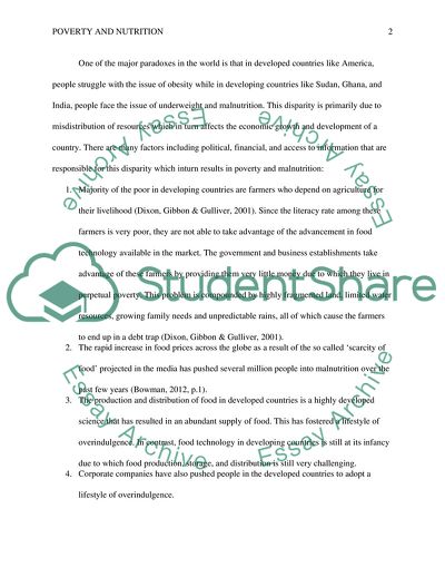 Poverty and Nutrition