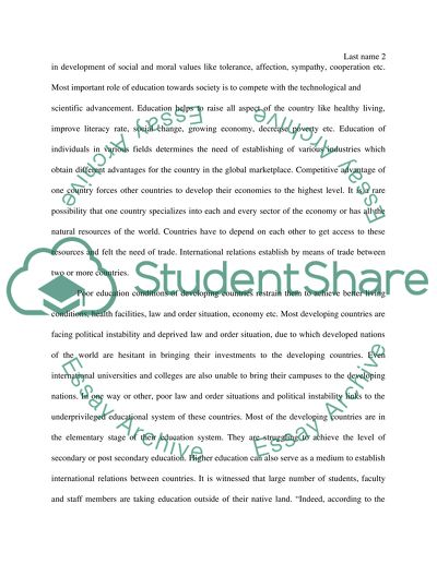 Higher Education and International Relations