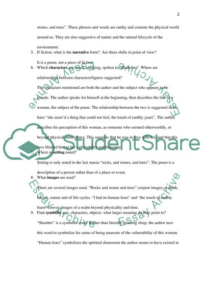 Anaylsis Wordsworth A Slumer Did Steal My Sleep