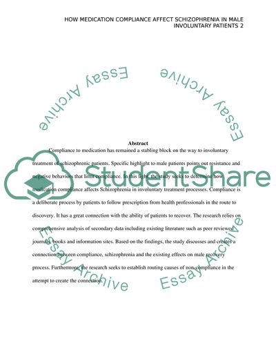 How Medication Compliance Affect Schizophrenia in Male Involuntary Patients
