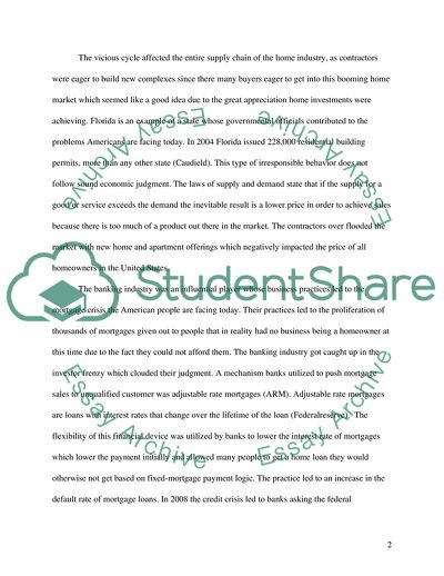 The Economic Crisis in the United States