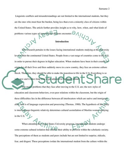 Linguistic Barriers to Cultural Assimilation in the United States